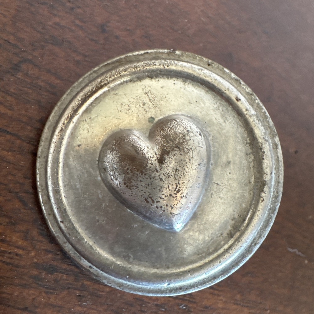 1 5/8" Antique Horse Bridle Heart Rosette Civil War Era